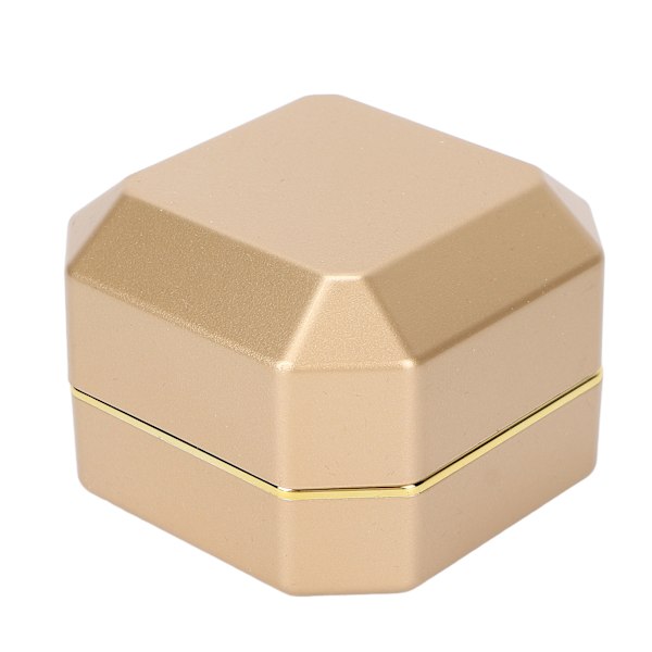 LED Ljus Ring Box Smyckeskrin Presentförpackning Smyckesförvaring Fodral för Förlovning Bröllop Gyllene