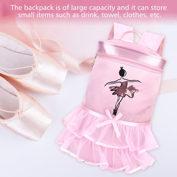 Balettryggsäck för barn, satin, dansös, paljettprydd axelväska (Rosa)