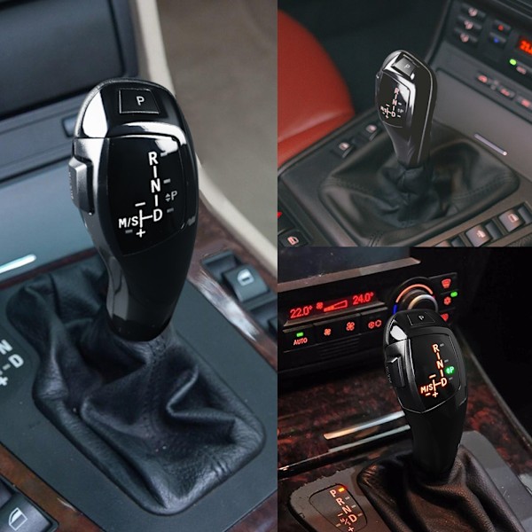 Elektrisk LHD Automatisk LED Gear Shift Knob Retrofit Kit Passer til BMW E46 E60 E61 Refit til F30 Style Glossy Black