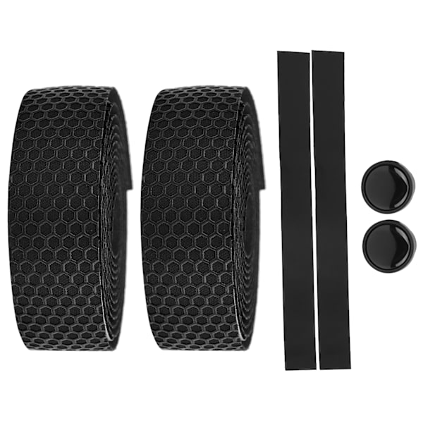 Mountainbike Styr Wrap Cykel Anti-Slip Styrbånd med 2 stk. Styrpropper (Sort)