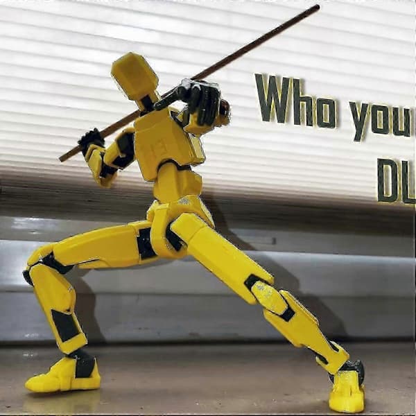 T13 Robot Actionfigur - 3D-printet samleobjekt til sci-fi-fans yellow black