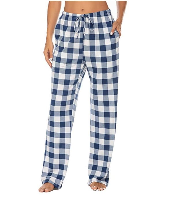 【03】Bløde flannelternede pyjamasbukser til mænd blå og hvid Blue And White M