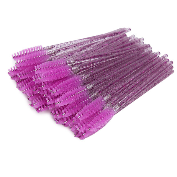 50 st Nylon Sminkborste Mascara Borstar Ögonfrans Ögonbryn Engångs Portabel Borste Lila
