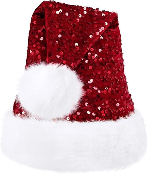 【03】Julemandshat til voksne Luksus plys julehat med pompon til mænd og kvinder