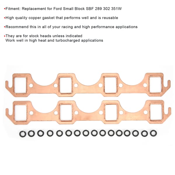 Ford Small Block SBF 289 302 351W Udstødningsmanifold Pakningssæt (2 STK)