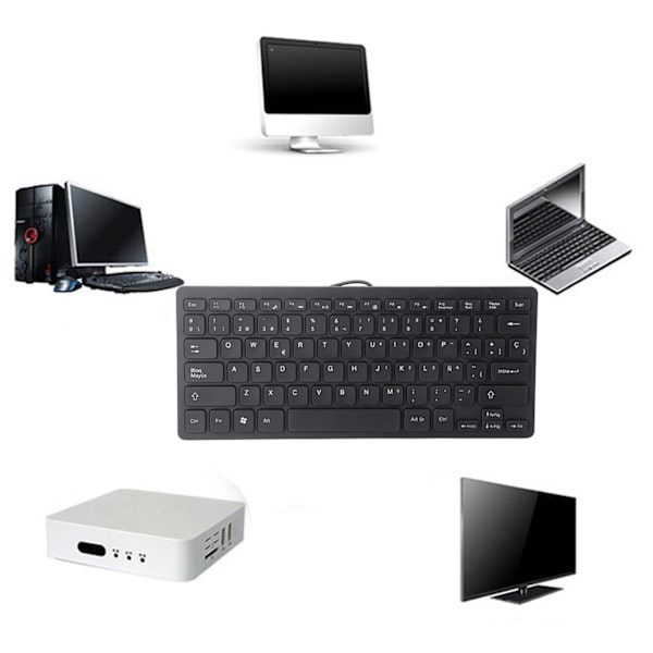 Kablet Mini Bærbar Spansk Tastatur USB Interface til Stationær Computer Ultratynd 78 Taster