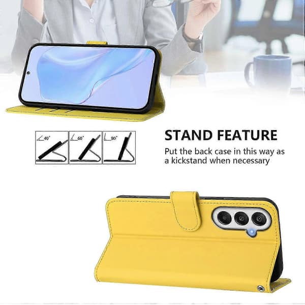 Til Samsung Galaxy A55 5G Cover Solid Farve Pung Læder Telefoncover med Rem - Citron -XN Multicolor Lemon