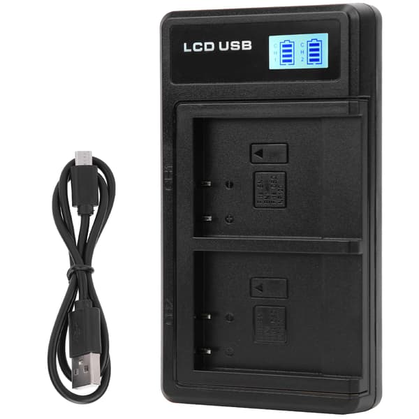 Bærbar NPBN1 USB Kamera Dobbelt Oplader med LCD Display