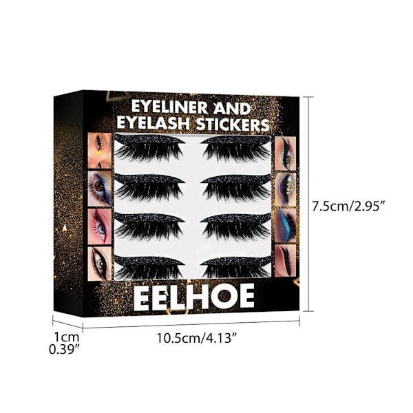 4 Par 2 i 1 Återanvändbara Eyeliner och Ögonfransdekaler Smink Eyeliner Ögonfransdekal Självhäftande Glitter Glänsande Eyeliner Dekaler
