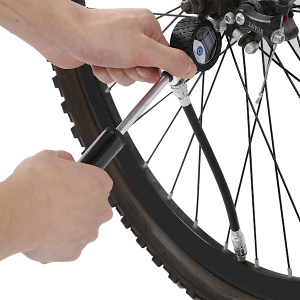 Bärbar Cykel Luftpump Manuell Däckpump 120PSI Högt Tryck LCD Digital Display Svart