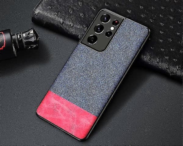kangaskotelo, yhteensopiva Samsung Galaxy S21 Ultran kanssa Blue Red