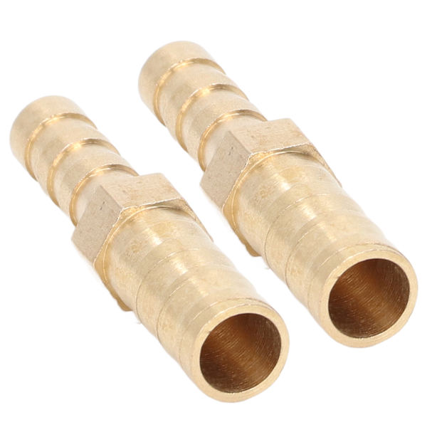 2 stk. Barbed Fitting Splicer Messing Slange Studs Reducer Hex Reducerende Studs Connector 8mm(5/16in) til 6mm(1/4in)