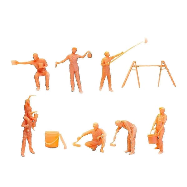 9x Mini 1/64 Resin Malerfigurer Dekoration Model Samlerobjekter Tilbehør