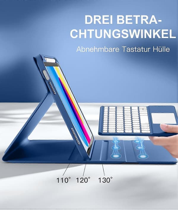 【03】Tastaturcover til iPad 10./11. generation, 11/10,9 tommer, touchpad, baggrundsbelysning, sort