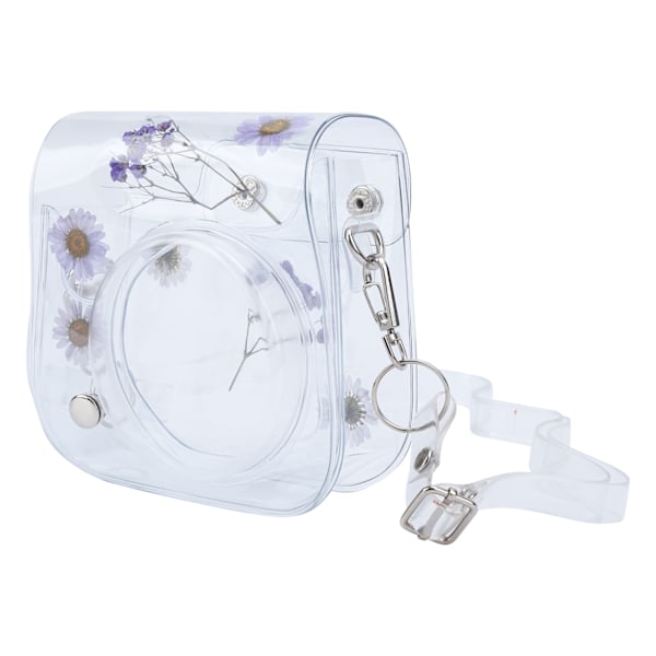 Transparent Kameraväska PVC Förvaringsväska med Justerbar Axelrem för Instax Mini 11 Skydd Lila