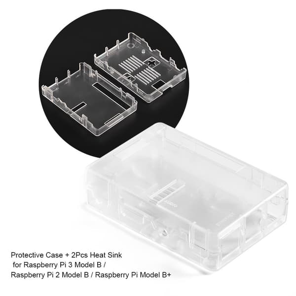 ABS-kapsel Skyddsfodral Skal 2st Kylfläns för RPi 3 B / 2B / 2 B+ Transparent