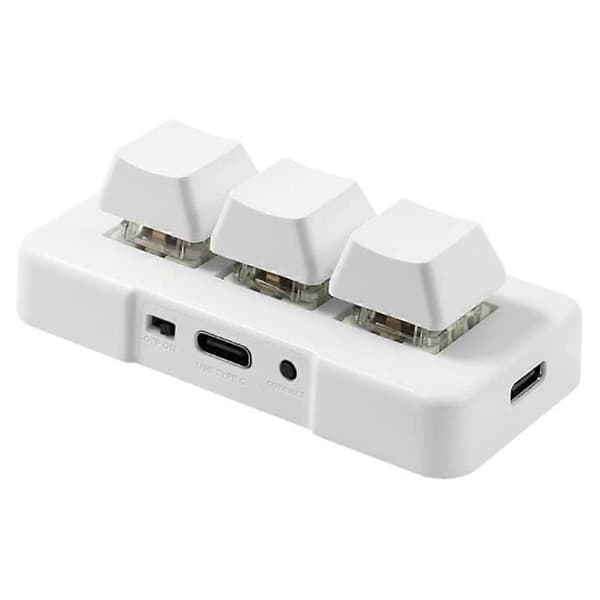 Trådløst makrotastatur, RGB mekanisk programmerbart minitastatur USB 2.4G Bluetooth Valkoinen