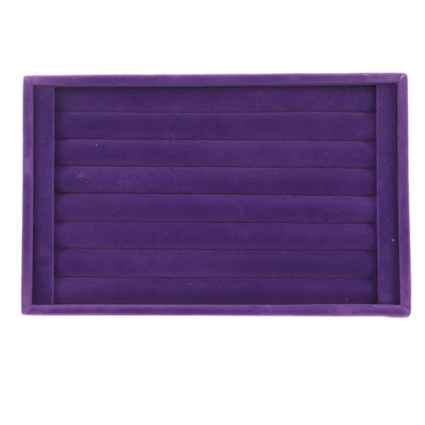 Lilla Velour Ring Organizer 7 Slots Stabelbar Smykkeopbevaringsbakke Øreringe Display Case