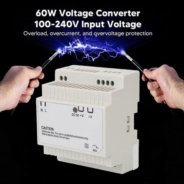 24V 60W industriel strømtransformator med DIN-skinnemonteringskompatibilitet og 100-240V indgangsområde til spændingsregulering Solid Normal