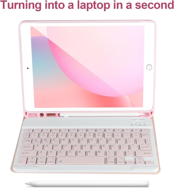 【03】Keyboard Case for iPad 10.2/Pro10.5/Air 3, iPad Case with Keyboard, Detachable Bluetooth Keyboard, with Pen Holder
