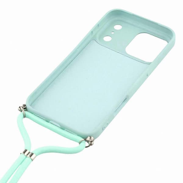 Mjukt TPU-telefonskal med fiberfoder och axelrem för 17 Pro-modeller Baby Blue