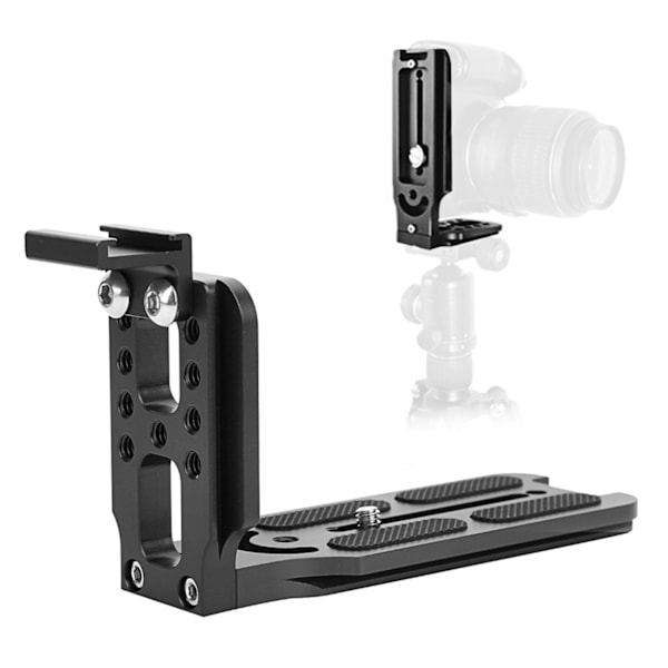 Universal Metal L-formet Quick Release-plade med Hot Shoe-beslag til hydraulisk kuglehoved SLR-kamera (sort)