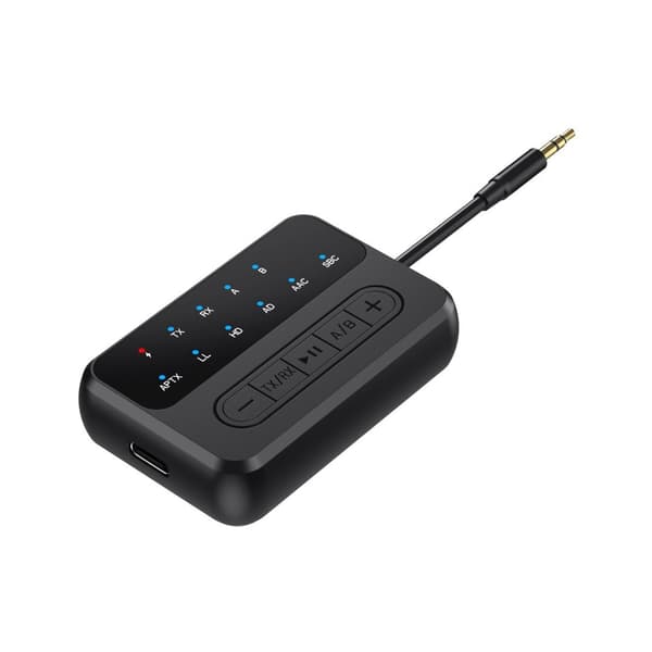 Bluetooth-lähetin-vastaanotin, 2-in-1 V5.4 langaton sovitin, kaksoislinkki AptX Adaptive/Low Latency/HD Audio, Aux-sovitin