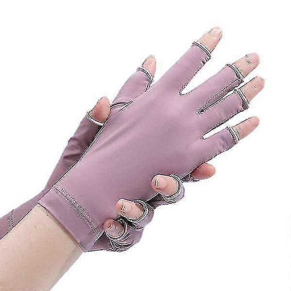 Damhandskar Sommar Dam Anti-UV Solskydd Ice Silk Tunna Handskar Mesh Andningsbara Körhandskar White