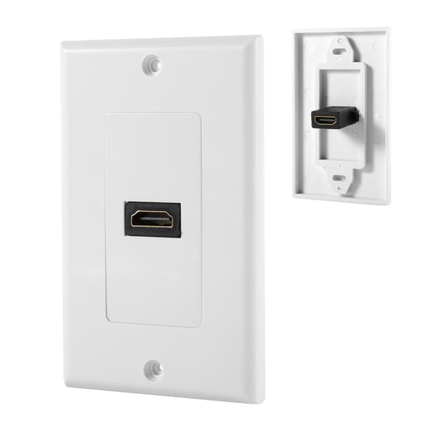 1 Port Guldpläterad HDMI med Ethernet Väggplatta Frontskydd för Hemma Bio DVD Vit