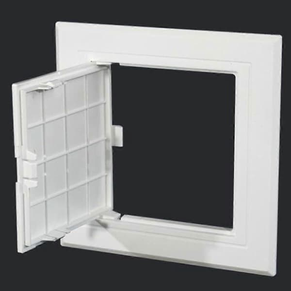 【03】Hvid ABS inspektionslem til loft, nem installation og fladt design (150 x 150 mm)