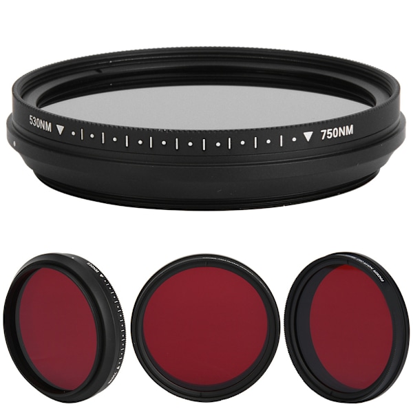 FOTGA 58mm Justerbart Optisk Infrarødt Linsefilter 530-750nm til DSLR Kamera IR Fotografering