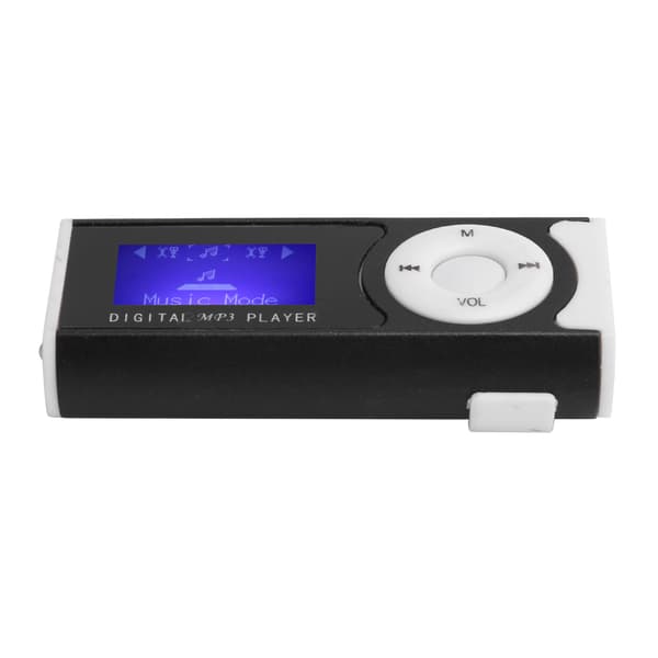 Kannettava Urheilu MP3 Taskulamppu Mini BackClip LCD Mini Näyttö Musiikkisoitin (Musta)