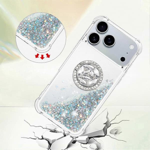 Quicksand TPU-cover med stativ til 17 Pro Max stødsikkert etui Silver