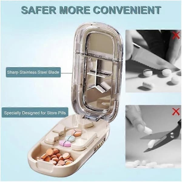 【03】Portable Pill Splitter, Professional E-Chu Pill Cutter for Small or Large Pills Green