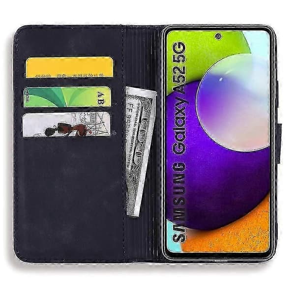 Plånboksfodral för Samsung Galaxy A52/A52S Premium PU-läder Flip Cover Mandala -XN Black