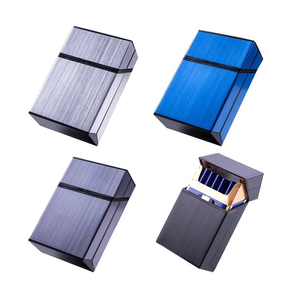 【03】2025 Latest Model 4-Pack Aluminum Cigarette Case Metal Cigarette Hard Box Holder for Men and Women Brushed 85mm Size Cigarette Protector