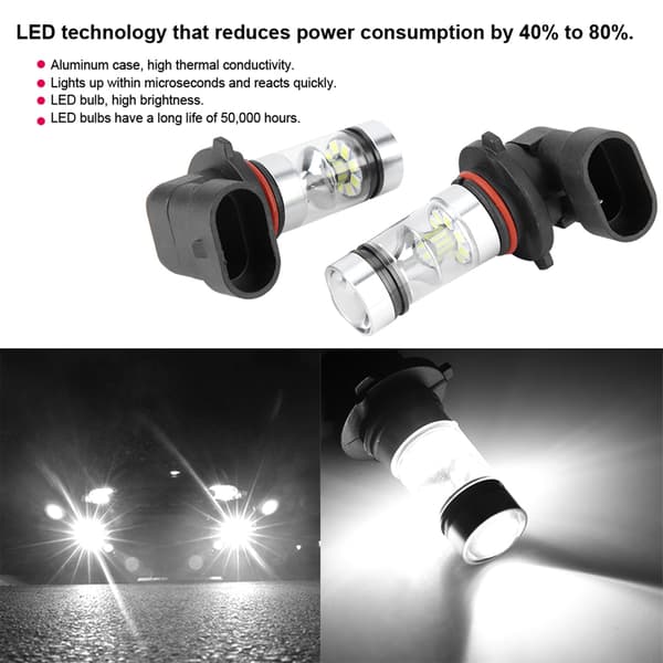 9006/HB4 100W valkoinen LED-sumuvalo autoon - 2 kpl