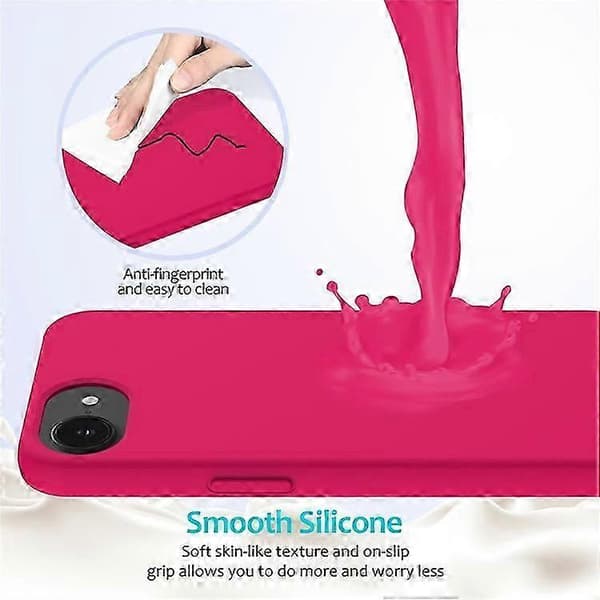 Kompatibelt iPhone 16e-fodral, droppsäkert flytande silikon, mjukt foder, baksida, telefonskydd Pink