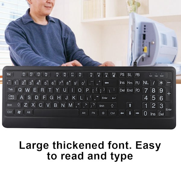 Ergonomisk USB Interface Multimedia LED Hvidt Baggrundsbelyst Tastatur til Ældre