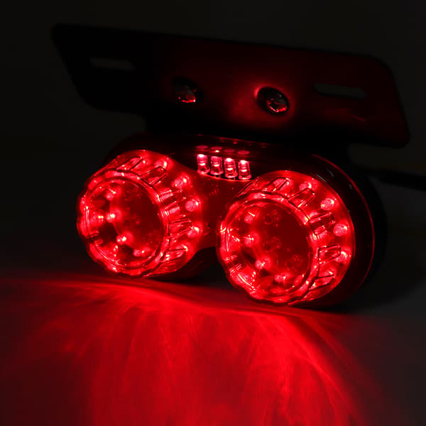 12V Rund LED Broms- och Bakljus för Motorcykel Universal Modifierad Tillbehör Röd Lins