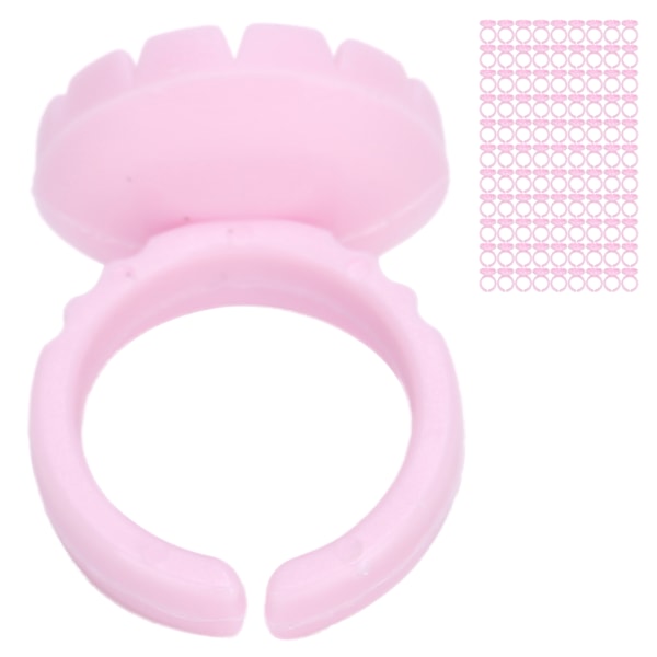 100 st Engångs Ögonfranslim Ring Kopp Ögonfransförlängning Limhållare Tillbehör Rosa