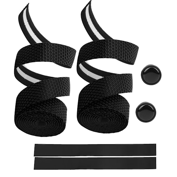 Mountainbike Styr Wrap Cykel Anti-Slip Styrbånd med 2 stk. Styrpropper (Sort)