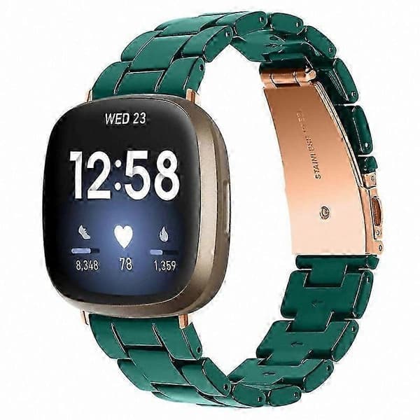 20 mm harpiksrem med spænde i rustfrit stål til Fitbit Versa 4/Sense 2 udskiftningsurrem Dark Green