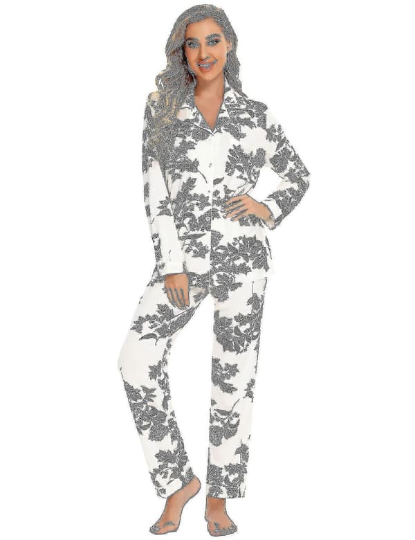 Dampyjamasset med långa ärmar white XL