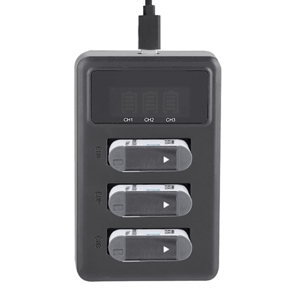 Action Kamera Batterioplader 3 Slot USB Opladning Sort Tilbehør til Sony NP-BX1