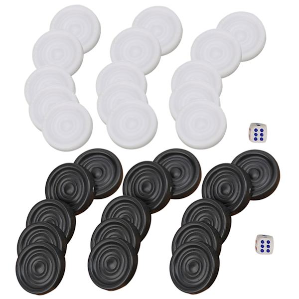 22mm Plast Sort Hvid Backgammon Brikker Spil Brikker Sæt Børn Legetøj