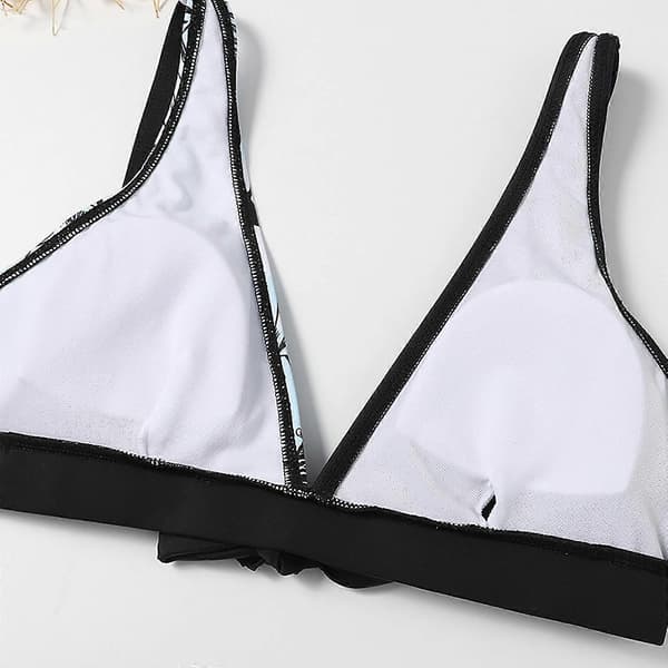 Dame sexet høj bryst kontrast gradient split bikini sæt et stykke badedragt Black S
