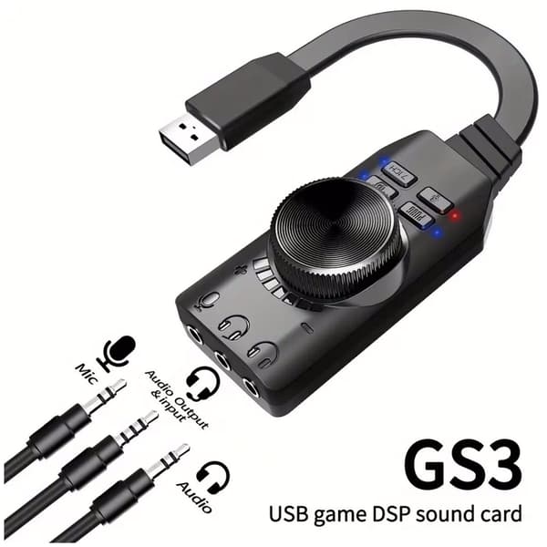 Eksternt USB 7.1 lydkort til gaming, forbedrer lydeffekter til PUBG på computere, laptops og mobile enheder.