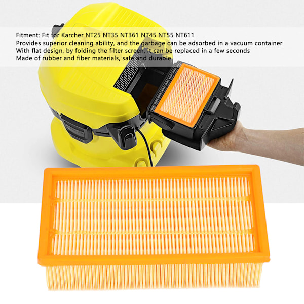 Udskiftningsfilter til støvsugerfilter til Karcher NT25 NT35 NT361 NT45 NT55 NT611 - gul - 1 stk