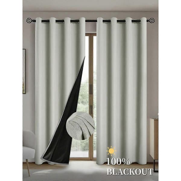 【03】Mörkläggningsgardiner med isolerande foder för vardagsrum, sovrum, kök, heminredning i beige[JUN] beige beig beige 132X241CM 1PCS&Grommet Top